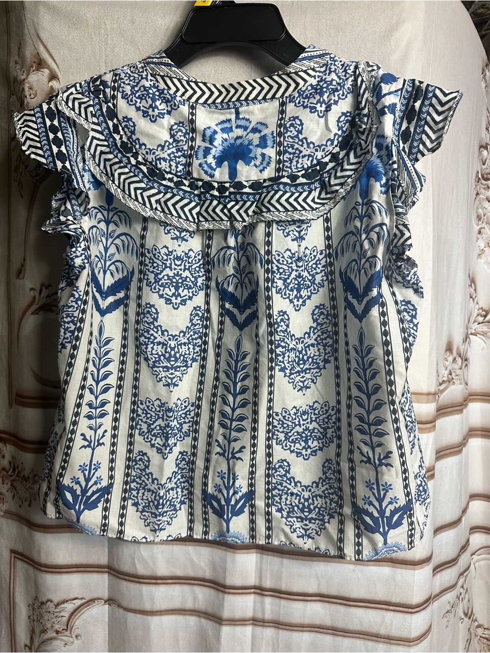 Girls Blue Floral Ruffle Top - Picture 4 of 9